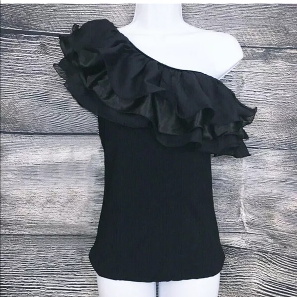 Boston Proper Tops - XS X-SMALL▪️BOSTON PROPER ONE-SHOULDER RUFFLE TOP